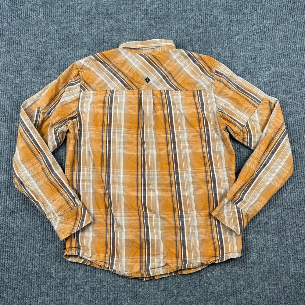 Prana Pearl Snap Button Down Shirt Mens Medium Long Sleeve Plaid Orange Medium - Picture 2 of 9